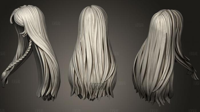 Stylized Hair 09 stl model for CNC